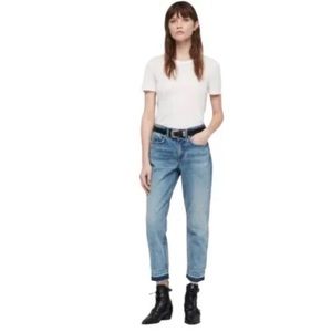 All Saints denim boys frayed distressed cropped high rise jeans Spring 27
